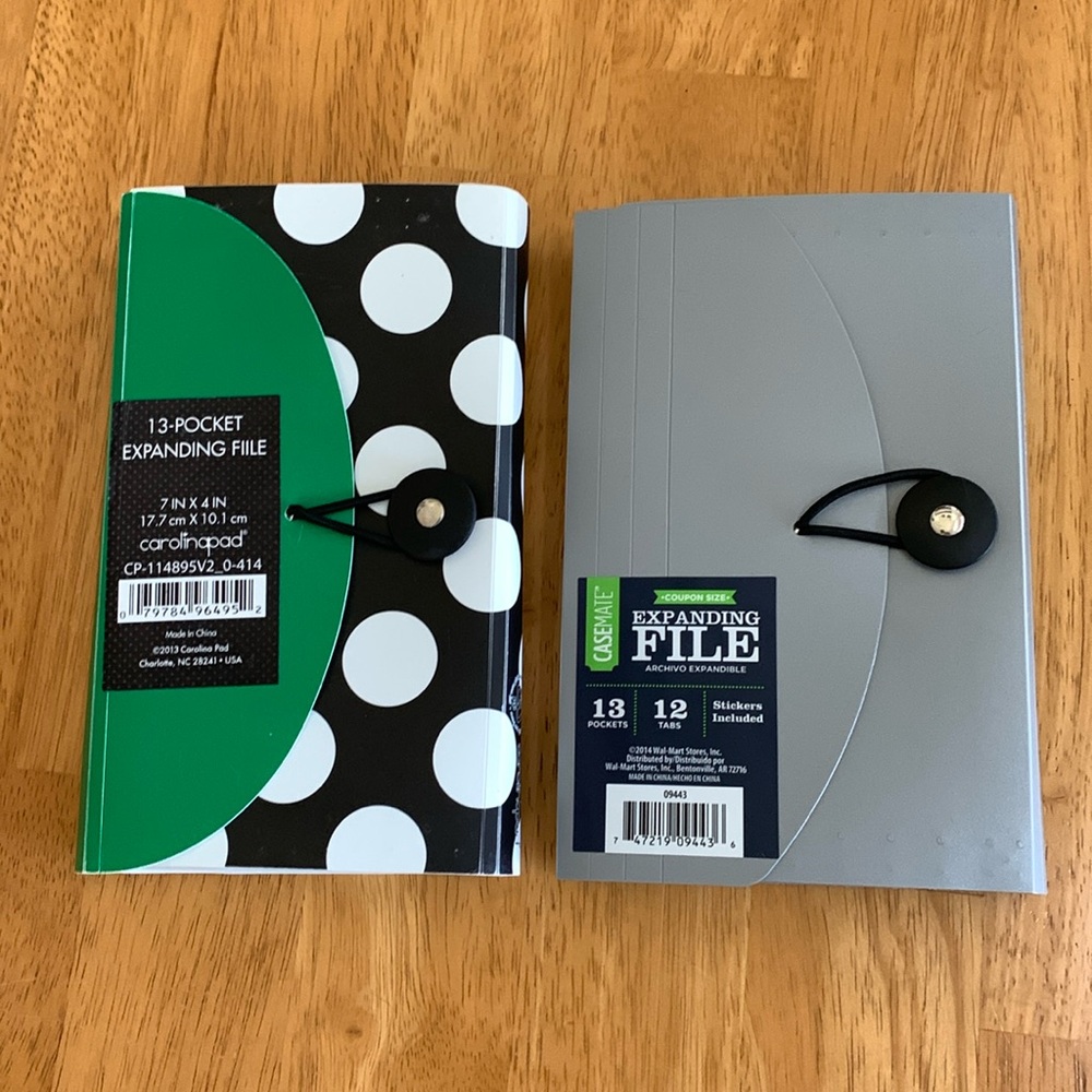 🛑🎁NWT Two Expandable File Folders 13 Pocket Coupon Notecards Organize BTS